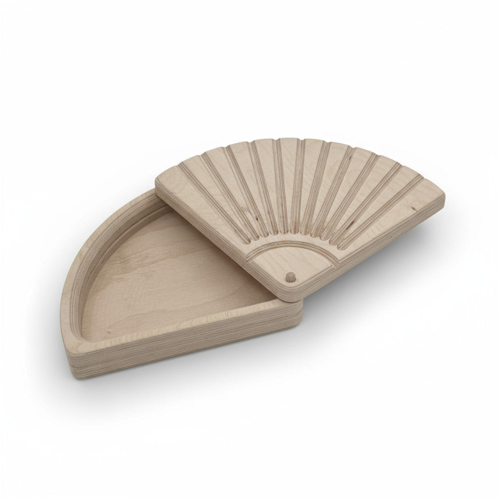 Sea Shell Wooden Box | Round Decorative Storage Box, Handmade Wooden Keepsake Box for Nursery, Shelf Display, Thoughtful Gift - wood material and finish detail