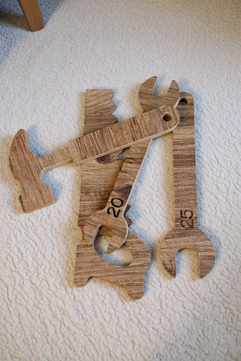 Wooden Child’s Tool Set in Brown, MDF Pretend Play Repair Kit - additional product photo