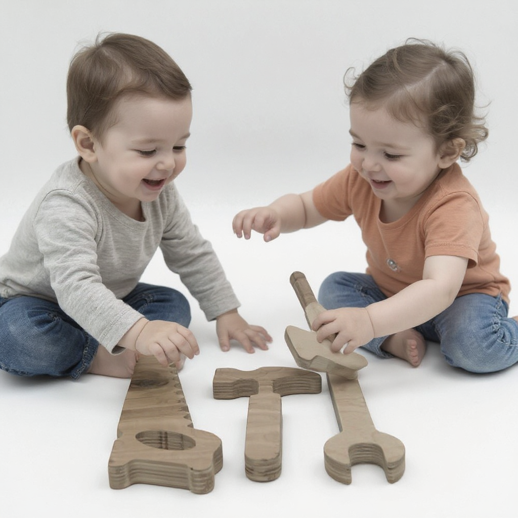 Wooden Child Repair Tool Set Toy | Hands-On Pretend Play Board, 25 cm - scale and shape detail