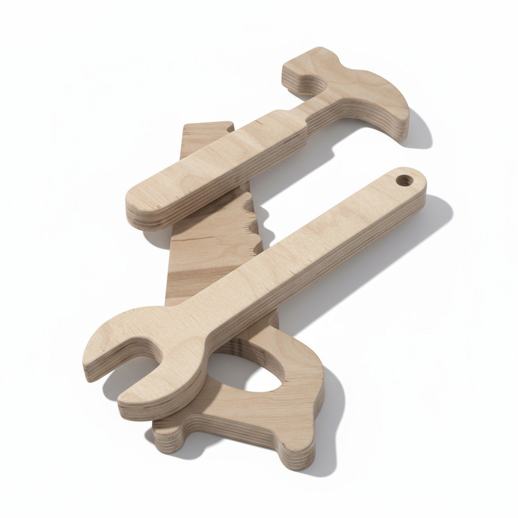 Wooden Child Repair Tool Set Toy | Hands-On Pretend Play Board, 25 cm - playroom or nursery display idea
