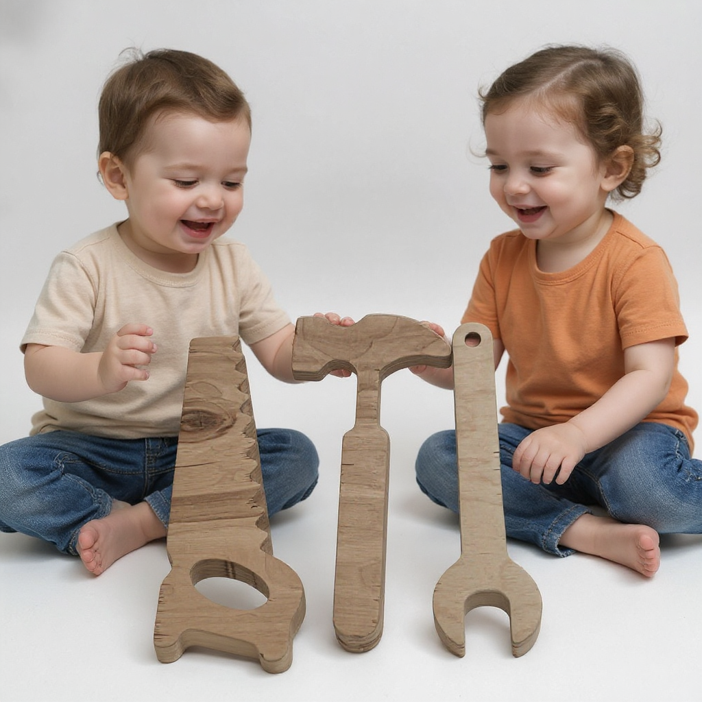 Wooden Child Repair Tool Set Toy | Hands-On Pretend Play Board, 25 cm - detail view for shoppers