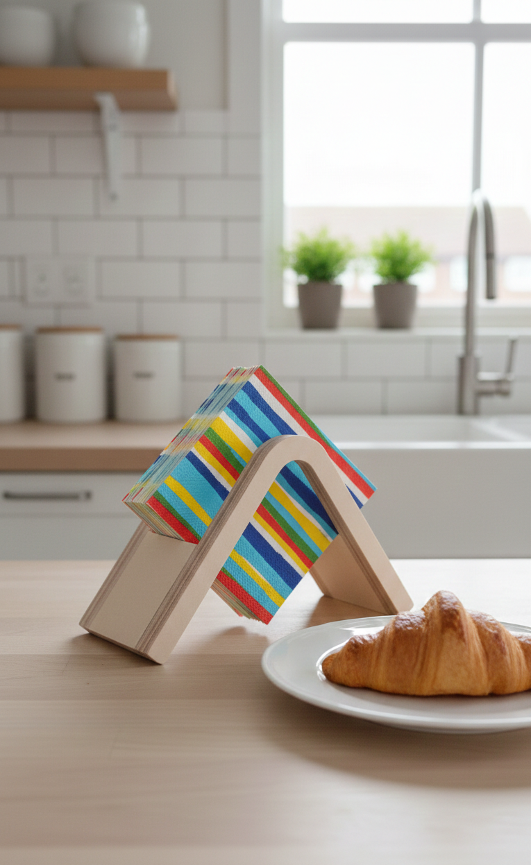 Wooden Napkin Holder, Tabletop Tissue Holder, Handmade Wooden Tissue Dispenser, Minimal Desk and Dining Table Accessory - main product view