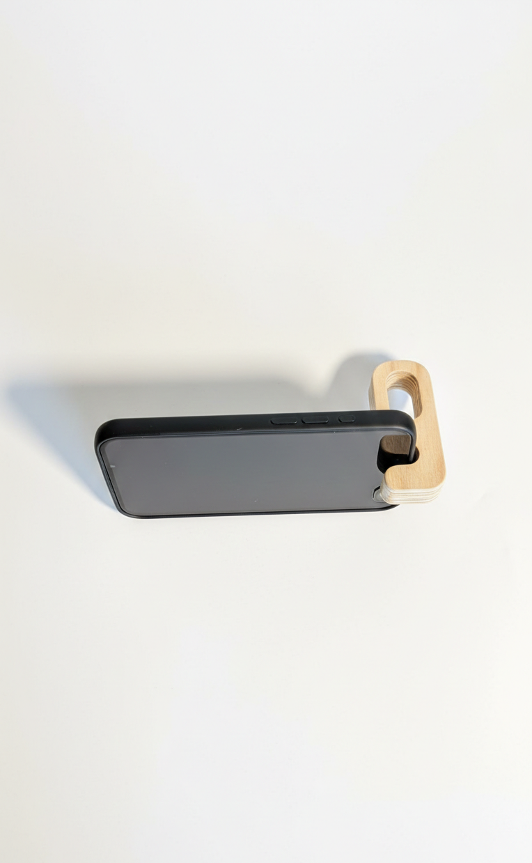 Wooden Key Phone Holder, Small Desktop Stand for Phone and Keys, Handcrafted Organizer - main product view