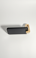 Wooden Key Phone Holder, Small Desktop Stand for Phone and Keys, Handcrafted Organizer - close up of the product detail