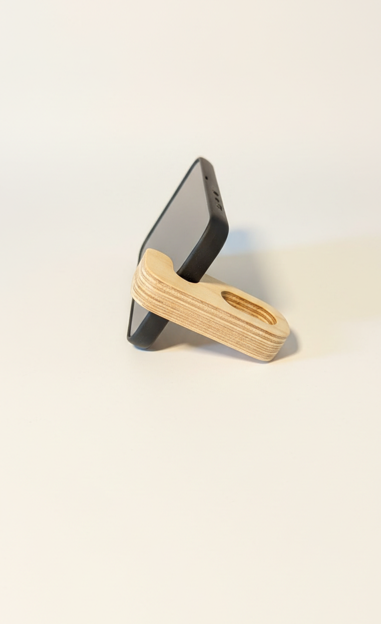 Wooden Key Phone Holder, Small Desktop Stand for Phone and Keys, Handcrafted Organizer - styled use and display idea