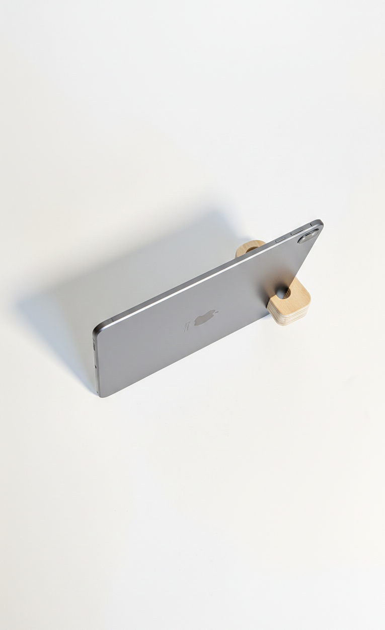 Wooden Key Phone Holder, Small Desktop Stand for Phone and Keys, Handcrafted Organizer - handmade wooden product detail