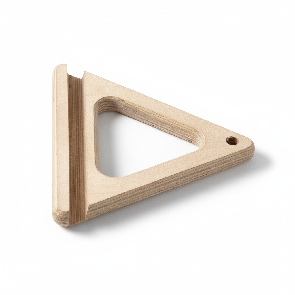 Wooden Triangle Phone and Tablet Holder, Compact Stand for Desk or Nightstand - wood material and finish detail