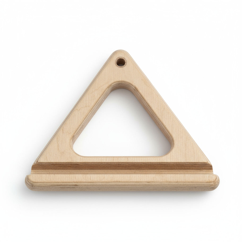 Wooden Triangle Phone and Tablet Holder, Compact Stand for Desk or Nightstand - side view showing the product profile