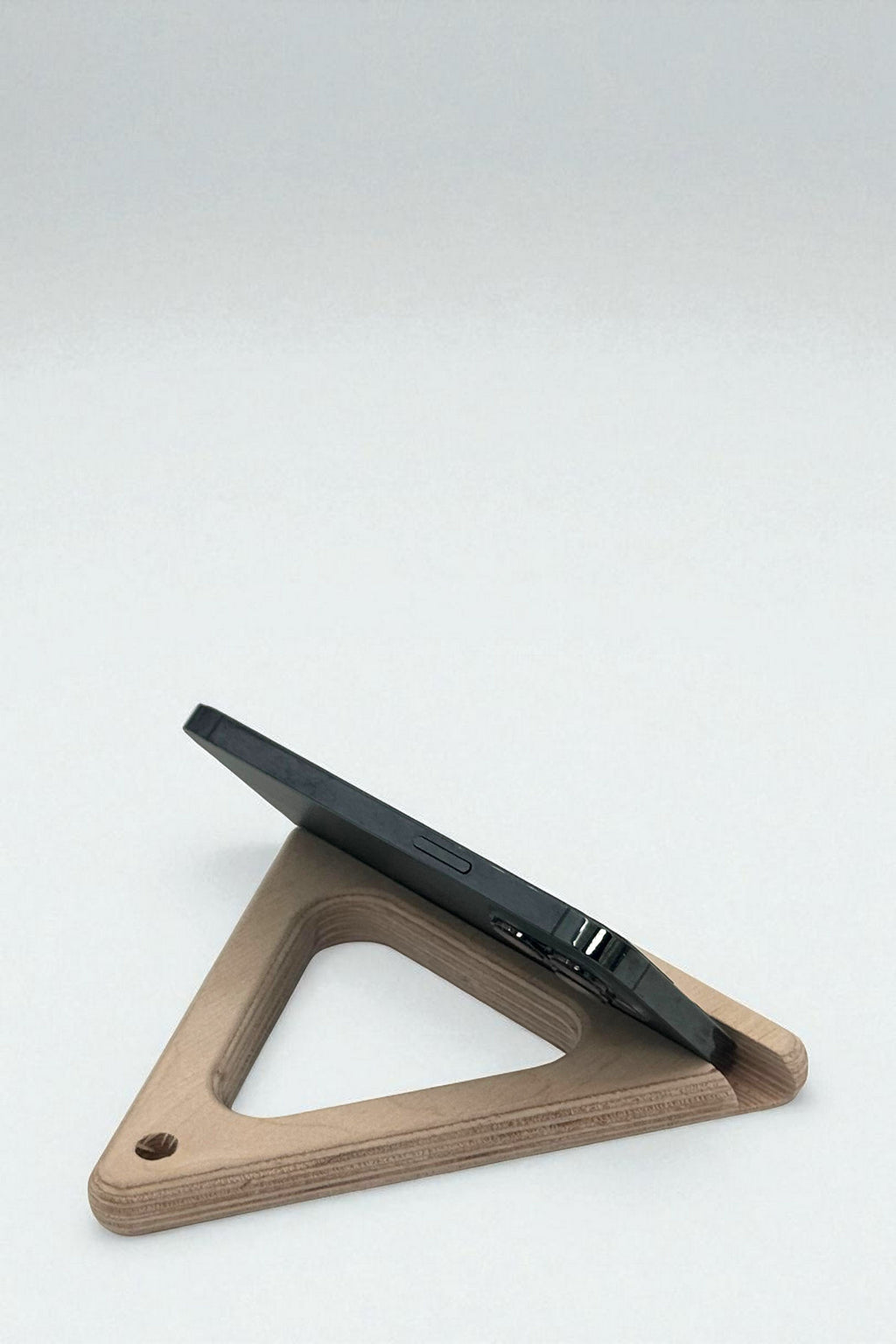 Wooden Triangle Phone and Tablet Holder, Compact Stand for Desk or Nightstand - additional product photo