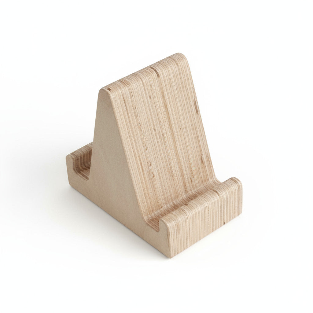 Double-Sided Wooden Phone Holder for Kids Play - close up of the product detail