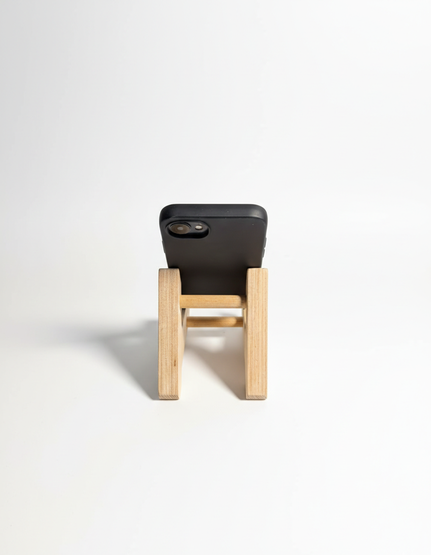 45 Degree Wooden Phone Holder, Angled Desk Stand for Home or Office - close up of the product detail