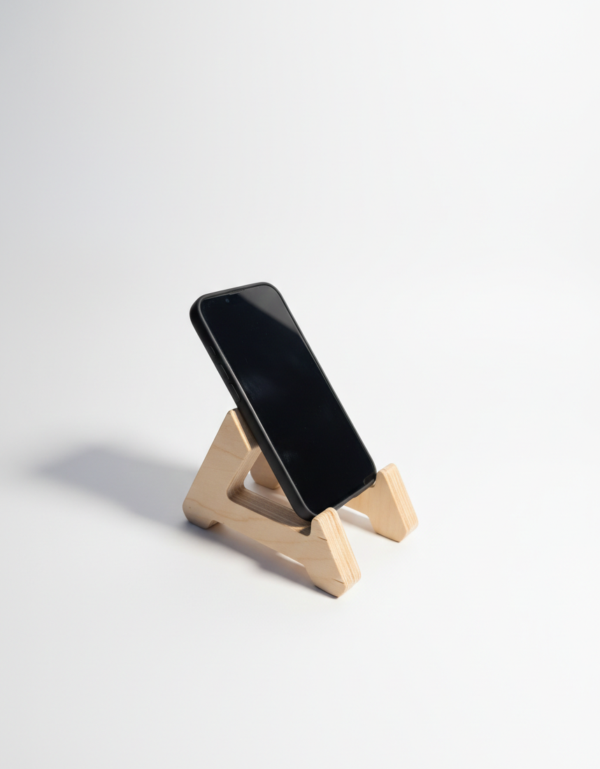 45 Degree Wooden Phone Holder, Angled Desk Stand for Home or Office - wood material and finish detail
