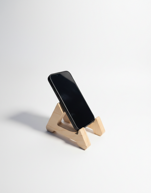 45 Degree Wooden Phone Holder, Angled Desk Stand for Home or Office - wood material and finish detail