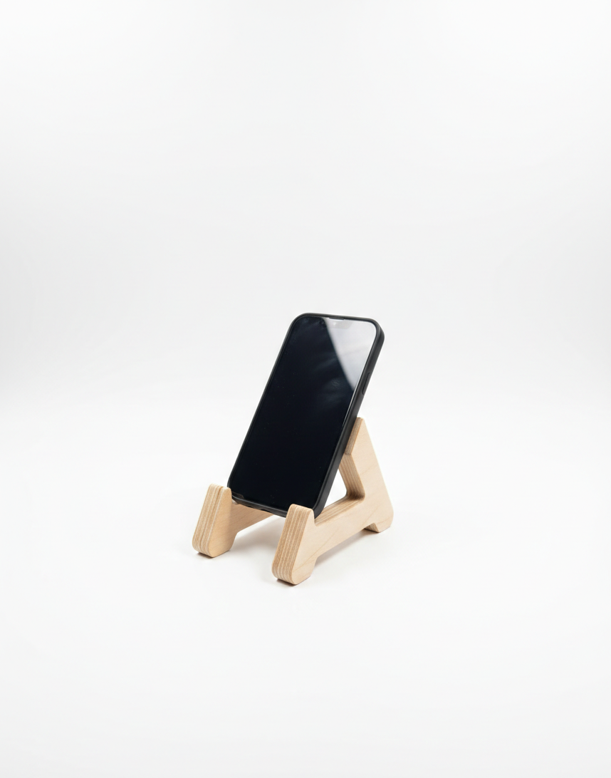 45 Degree Wooden Phone Holder, Angled Desk Stand for Home or Office - handmade wooden product detail