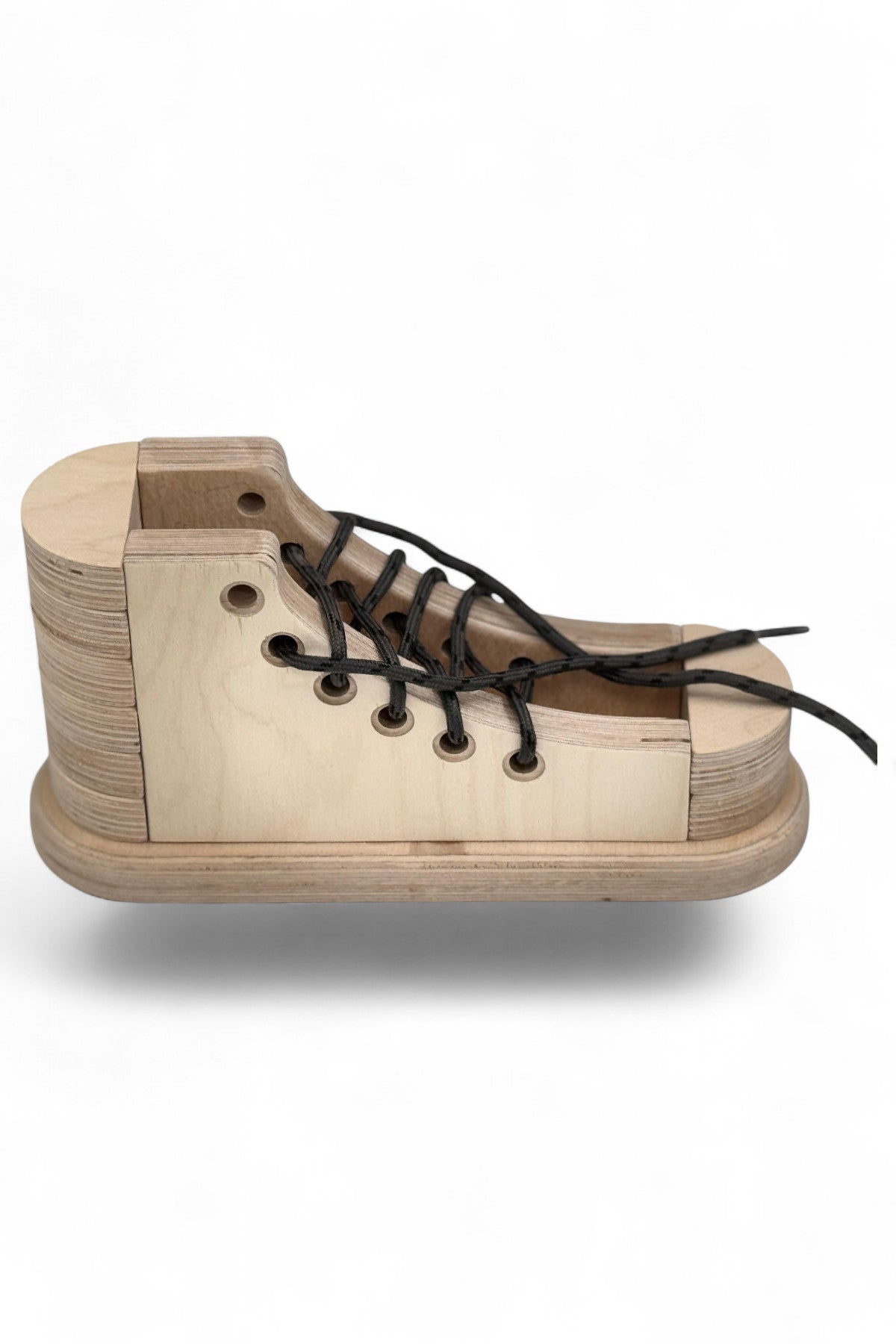 Wooden Shoe Lacing Activity Toy for Kids | Montessori Style Fine Motor Practice | Shoe Tie Practice Board - wood material and finish detail