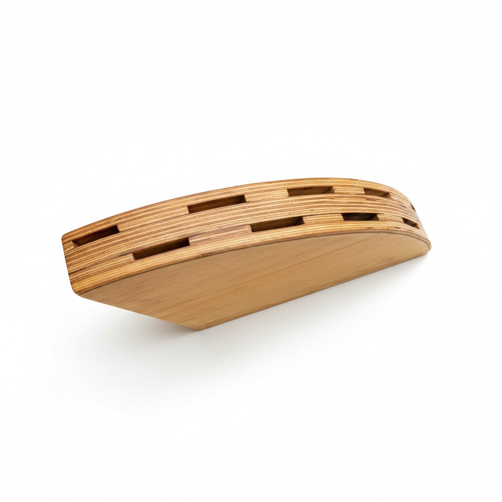 Polished Wooden Knife Stand, Handcrafted Knife Holder for Kitchen Counter Display - styled use and display idea