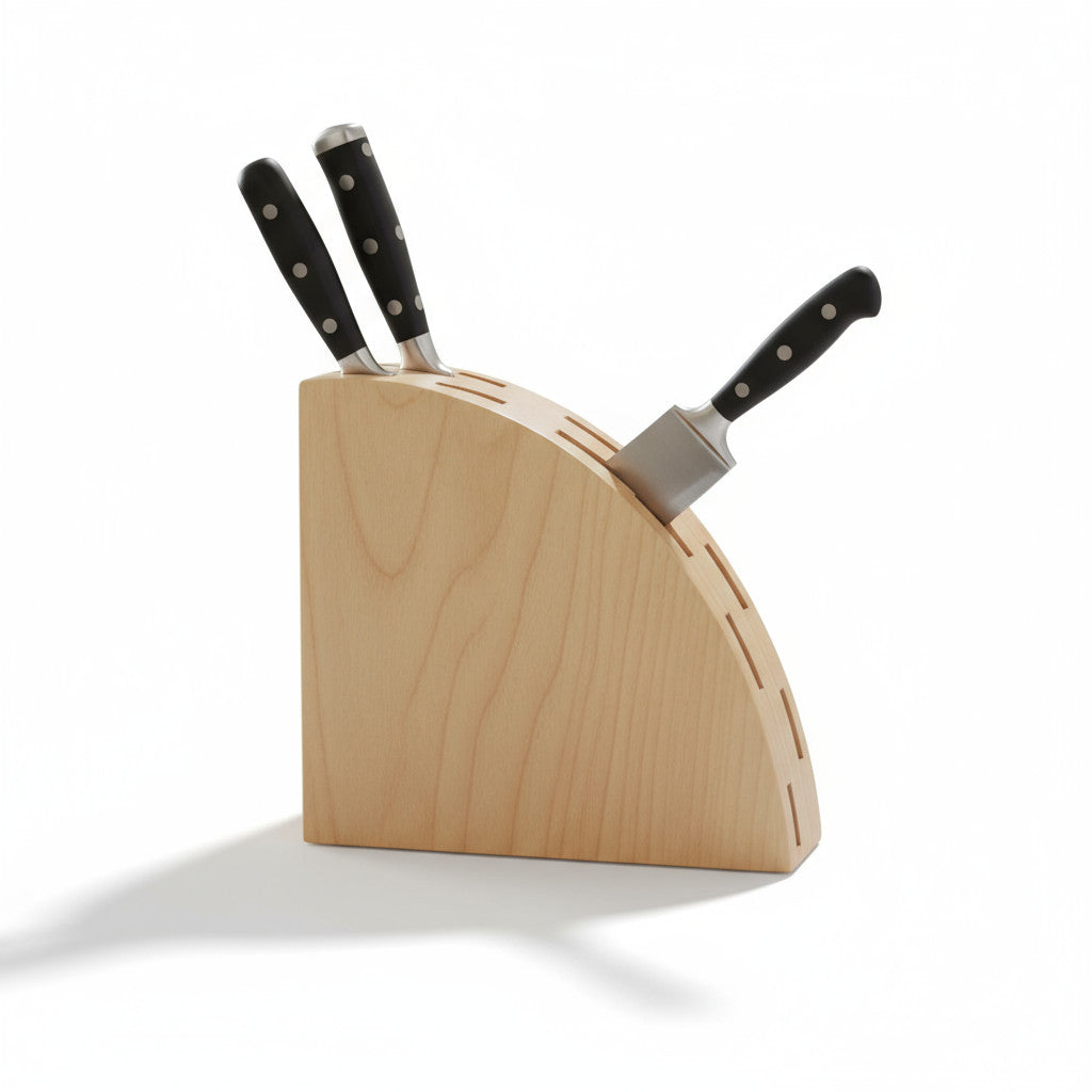 Wooden Knife Stand, Minimal Countertop Knife Holder, Handmade Wooden Kitchen Organizer - styled use and display idea