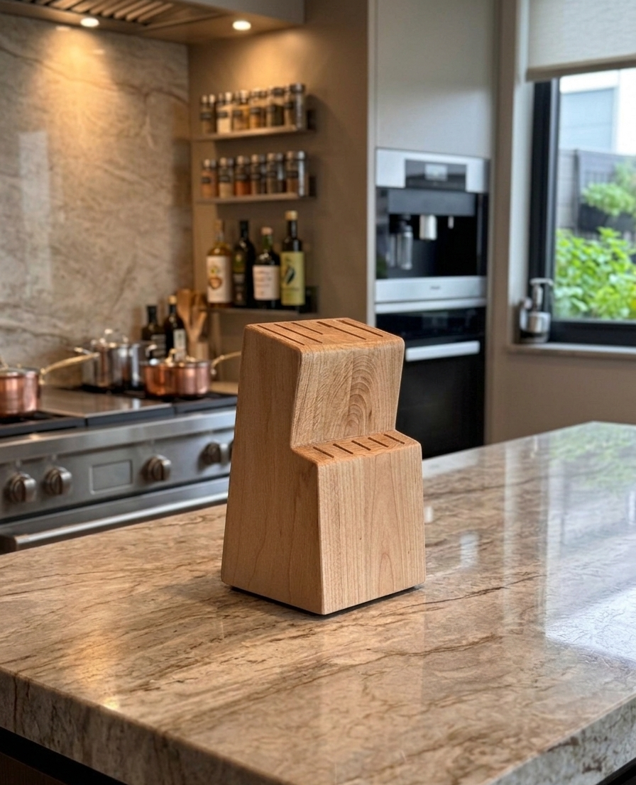 Wooden Knife Stand, New Model Knife Holder for Kitchen Storage - detail view for shoppers