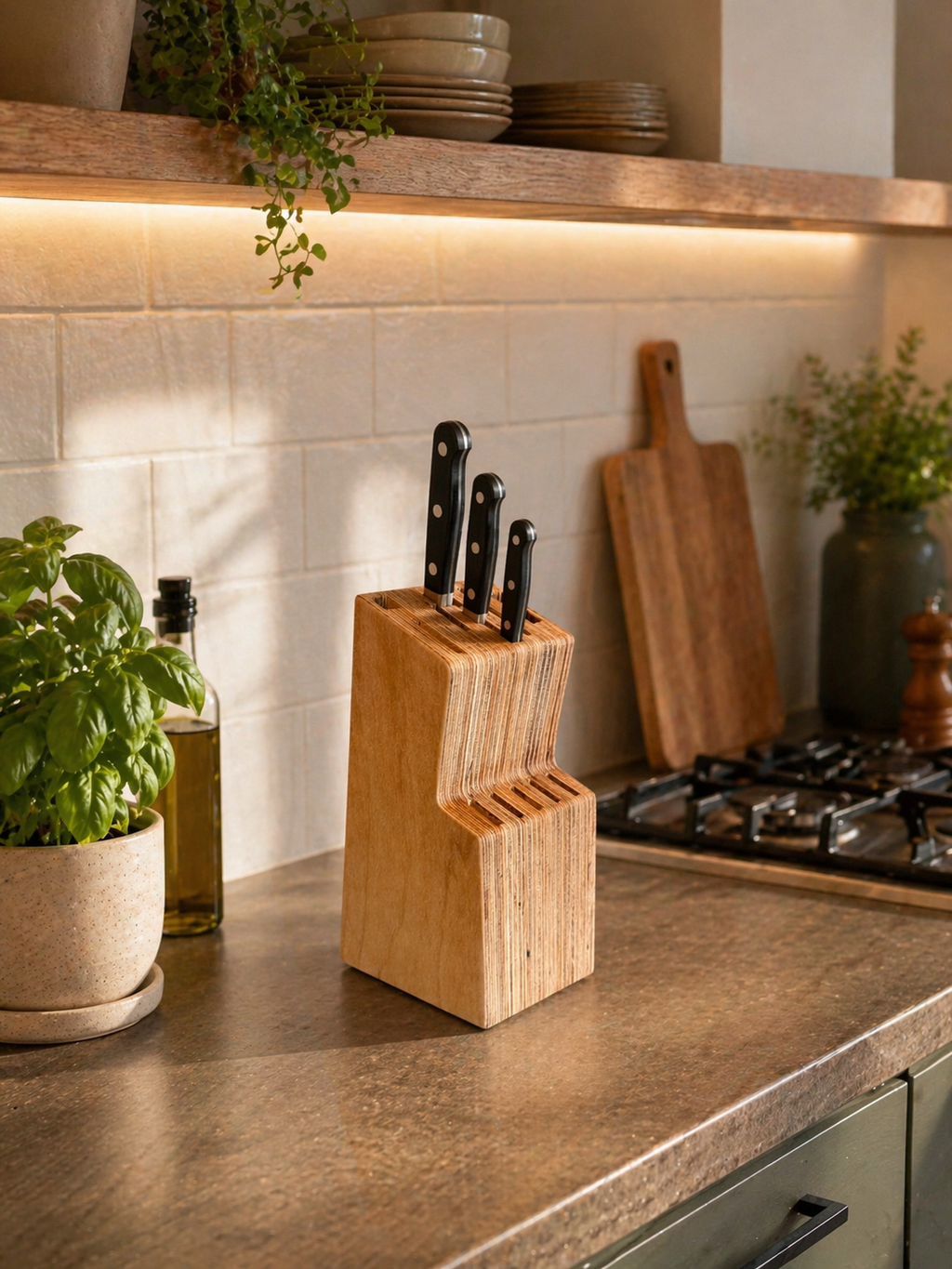Wooden Knife Stand, New Model Knife Holder for Kitchen Storage - additional product photo