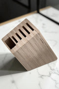 Wooden Knife Stand, Compact Countertop Holder for Kitchen Storage - side view showing the product profile
