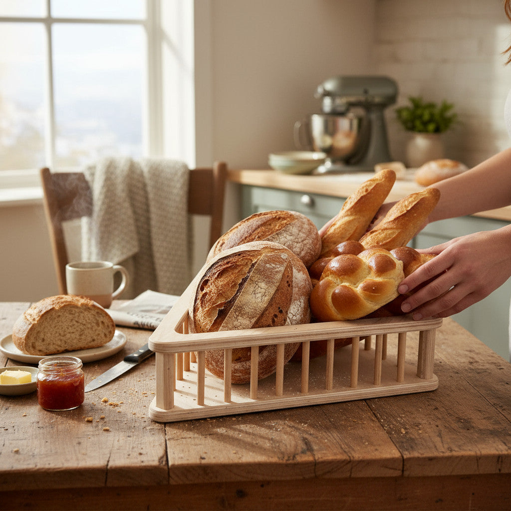 Wooden Triangle Basket, Decorative Storage Basket, Handmade Wooden Home Basket, Minimalist Triangle Tray, Natural Wood Organizer - additional product photo