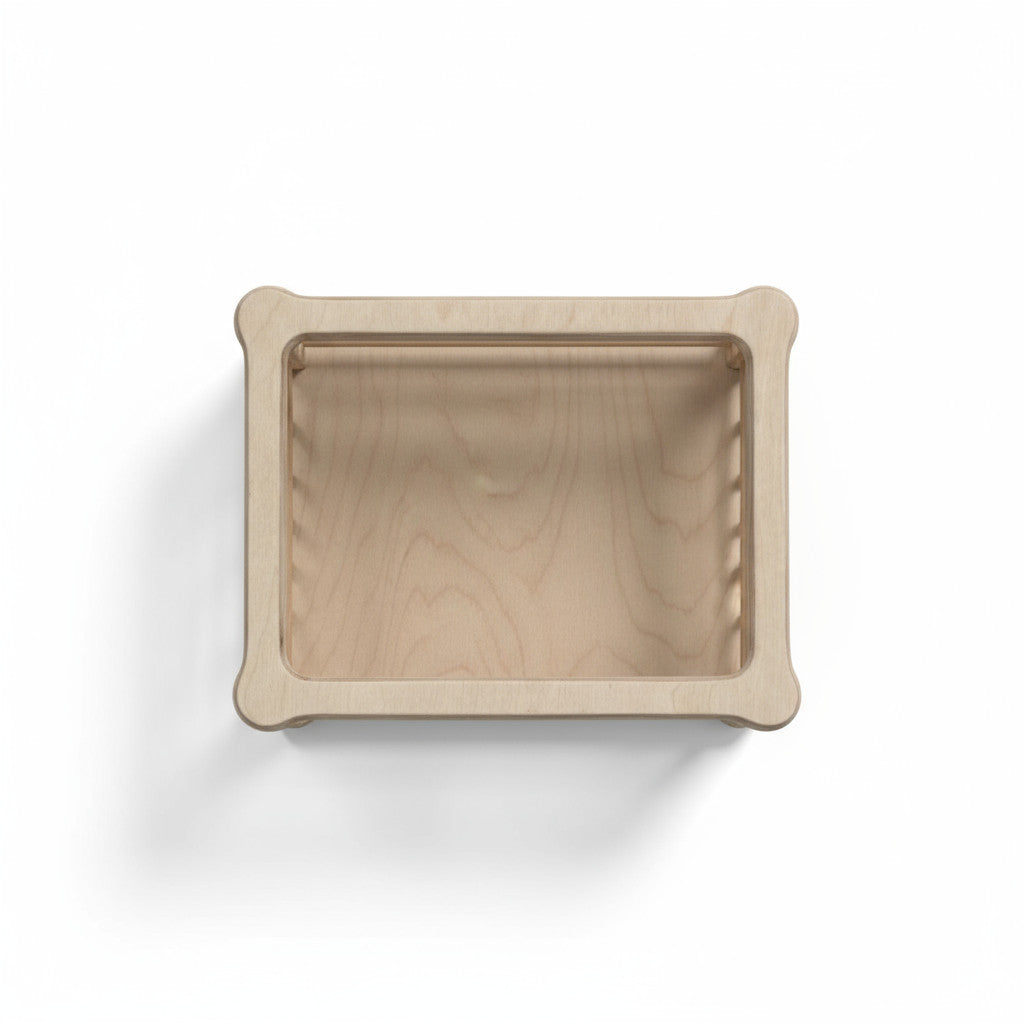 Rectangular Wooden Basket Tray, 31 x 21 x 12 cm, Handmade Storage Basket for Home, Nursery or Activity Play - detail view for shoppers