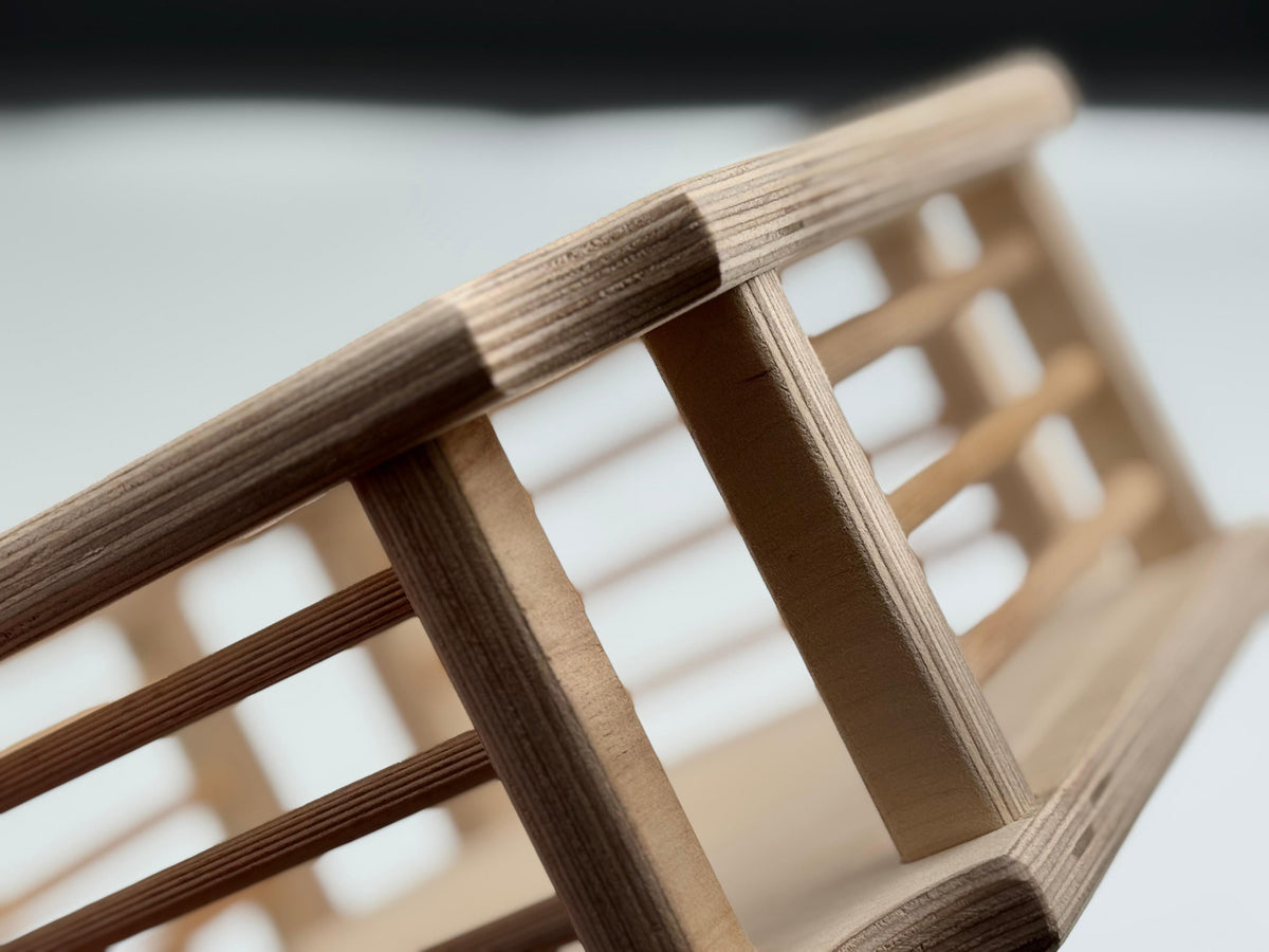 Square Woven Basket, Wooden Storage Basket with Handle, Handmade Nursery Basket, Decorative Wooden Basket, 25 x 25 x 12 cm - close up of the product detail