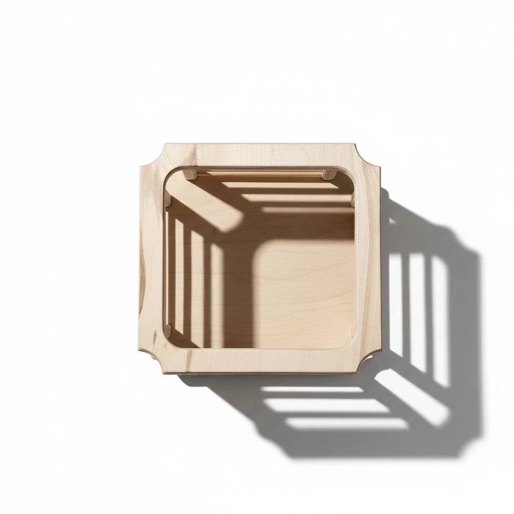 Square Woven Basket, Wooden Storage Basket with Handle, Handmade Nursery Basket, Decorative Wooden Basket, 25 x 25 x 12 cm - additional product photo