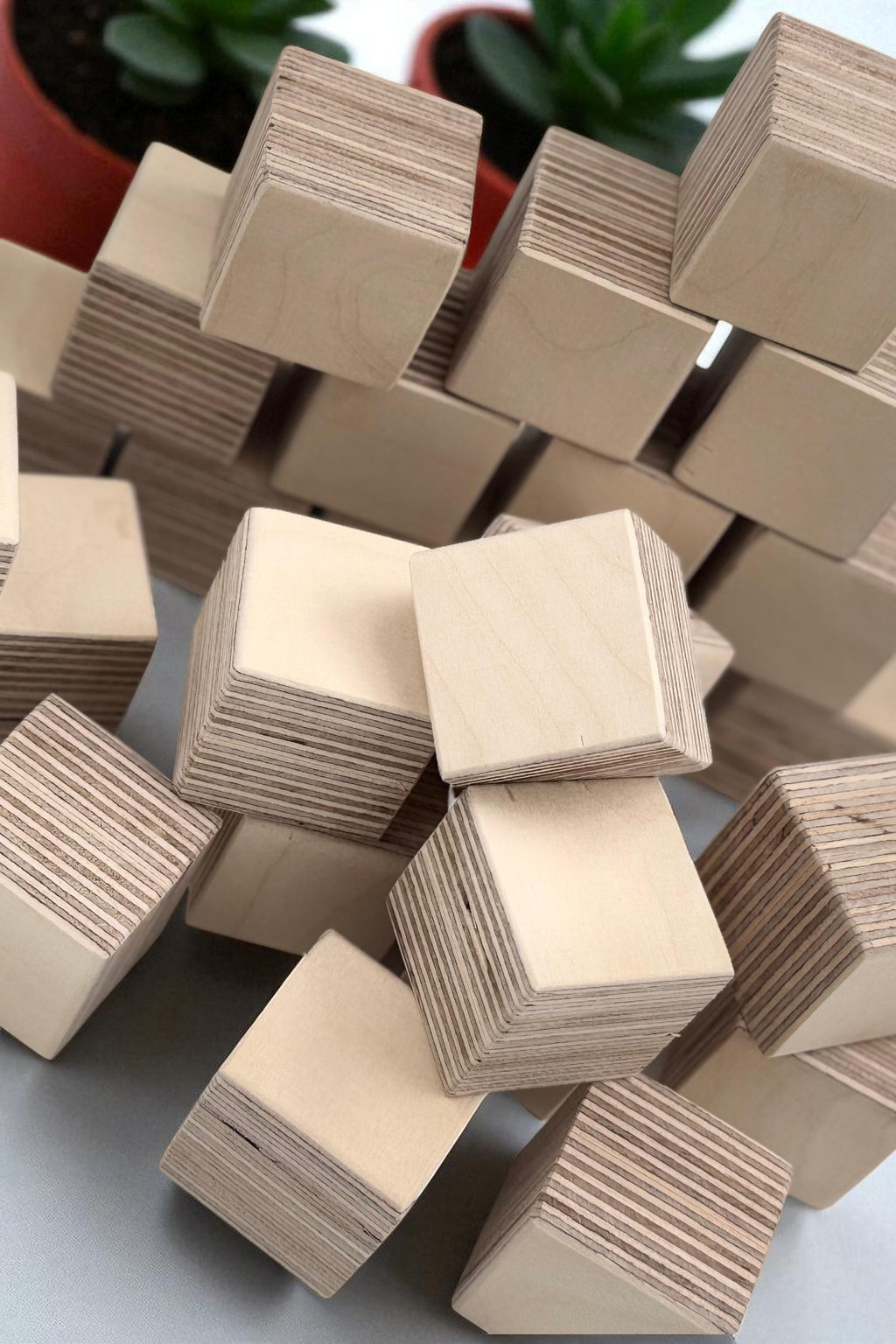 Wooden Cubes Toy, Small Handcrafted Wooden Blocks for Play and Display, Natural Wood Toddler Gift - wood material and finish detail