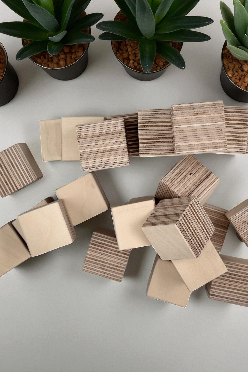 Wooden Cubes Toy, Small Handcrafted Wooden Blocks for Play and Display, Natural Wood Toddler Gift - scale and shape detail