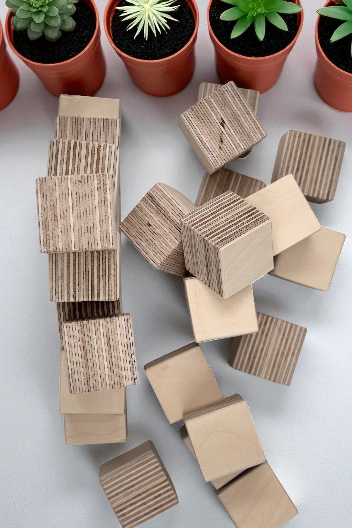 Wooden Cubes Toy, Small Handcrafted Wooden Blocks for Play and Display, Natural Wood Toddler Gift - playroom or nursery display idea