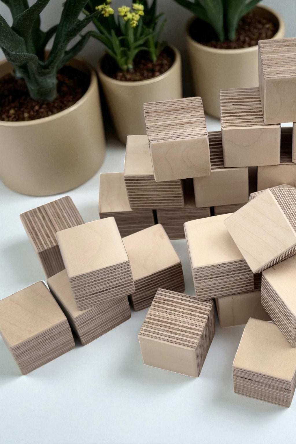Wooden Cubes Toy, Small Handcrafted Wooden Blocks for Play and Display, Natural Wood Toddler Gift - handmade wooden toy detail