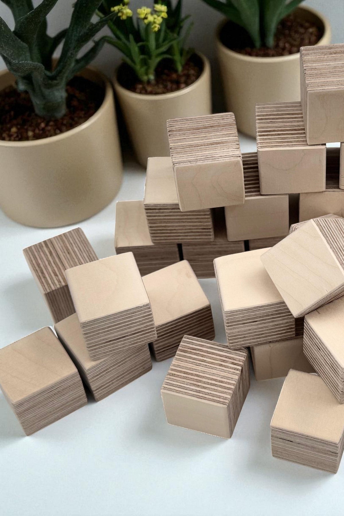 Wooden Cubes Toy, Small Handcrafted Wooden Blocks for Play and Display, Natural Wood Toddler Gift - handmade wooden toy detail
