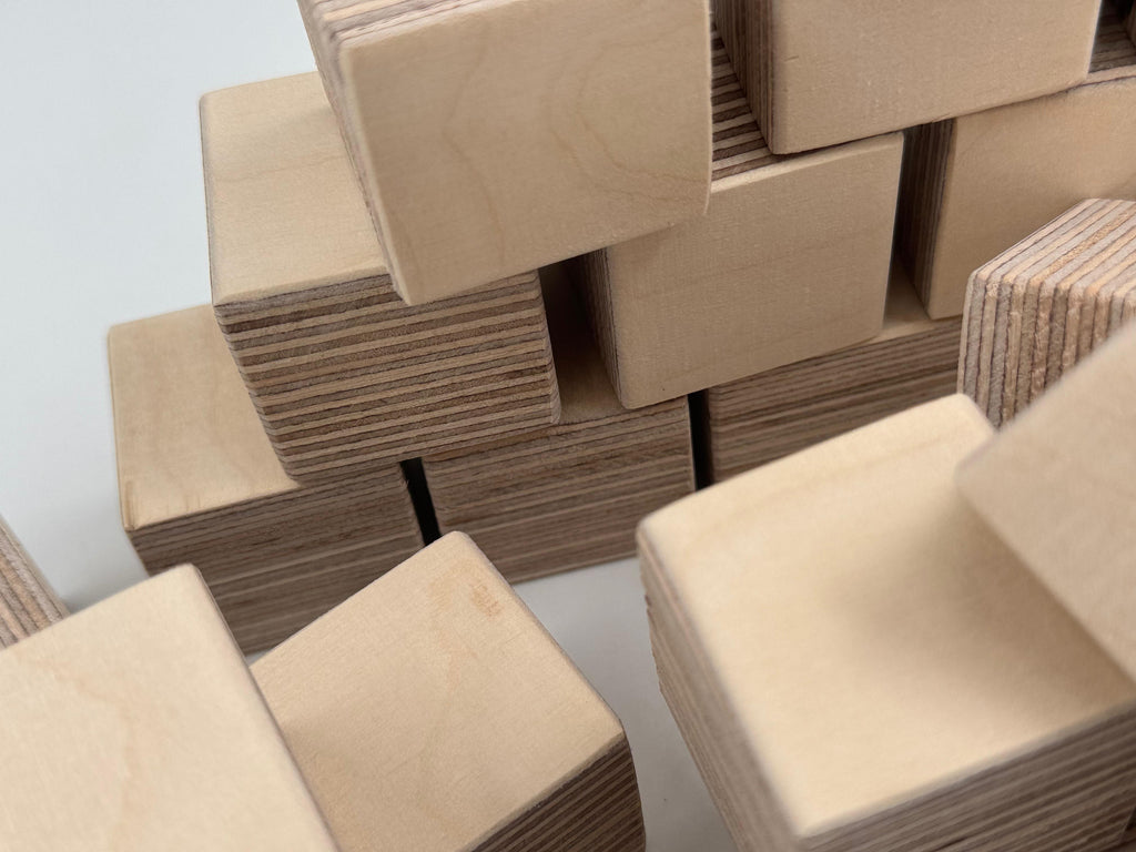 Wooden Cubes Toy, Small Handcrafted Wooden Blocks for Play and Display, Natural Wood Toddler Gift - additional product photo