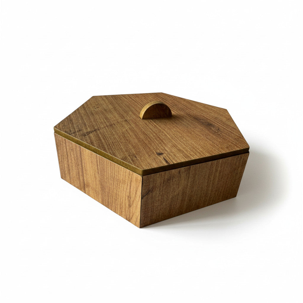 Wooden Hexagon Jewelry Box, MDF Keepsake Box, Small Trinket Storage for Handmade Decor - styled use and display idea