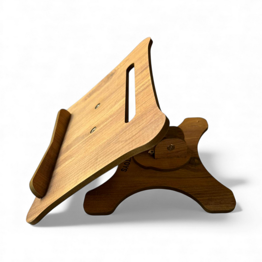 Adjustable Book and Laptop Stand, Grey MDF Desktop Stand for Reading, Work, And Home Office - detail view for shoppers