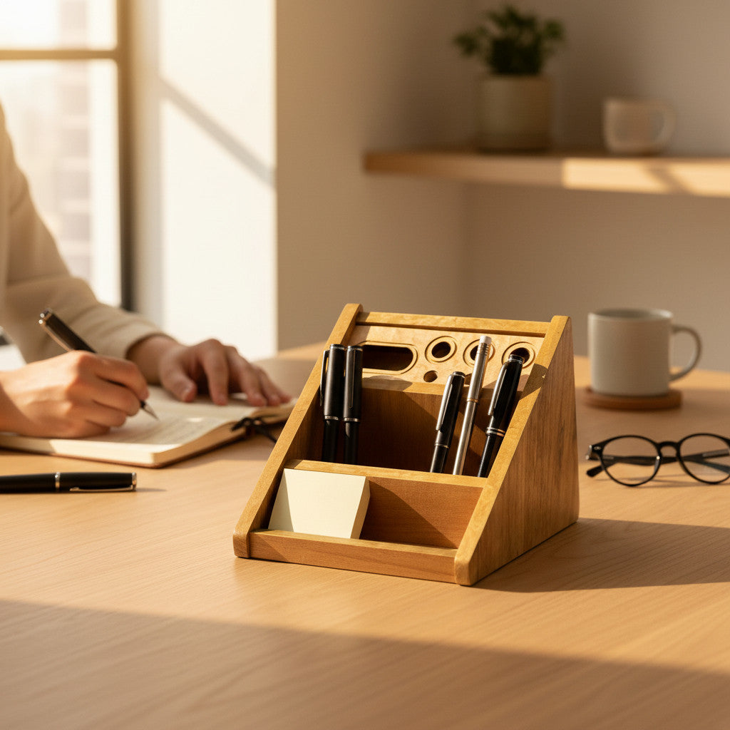 Multi-Purpose Wooden Laptop Stand | Adjustable Desk Table for Work, Reading, And Everyday Use - front view of the product