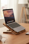 Wooden Laptop Stand, Adjustable Desk Riser for Home Office, Minimalist Wood Laptop Holder - main product view