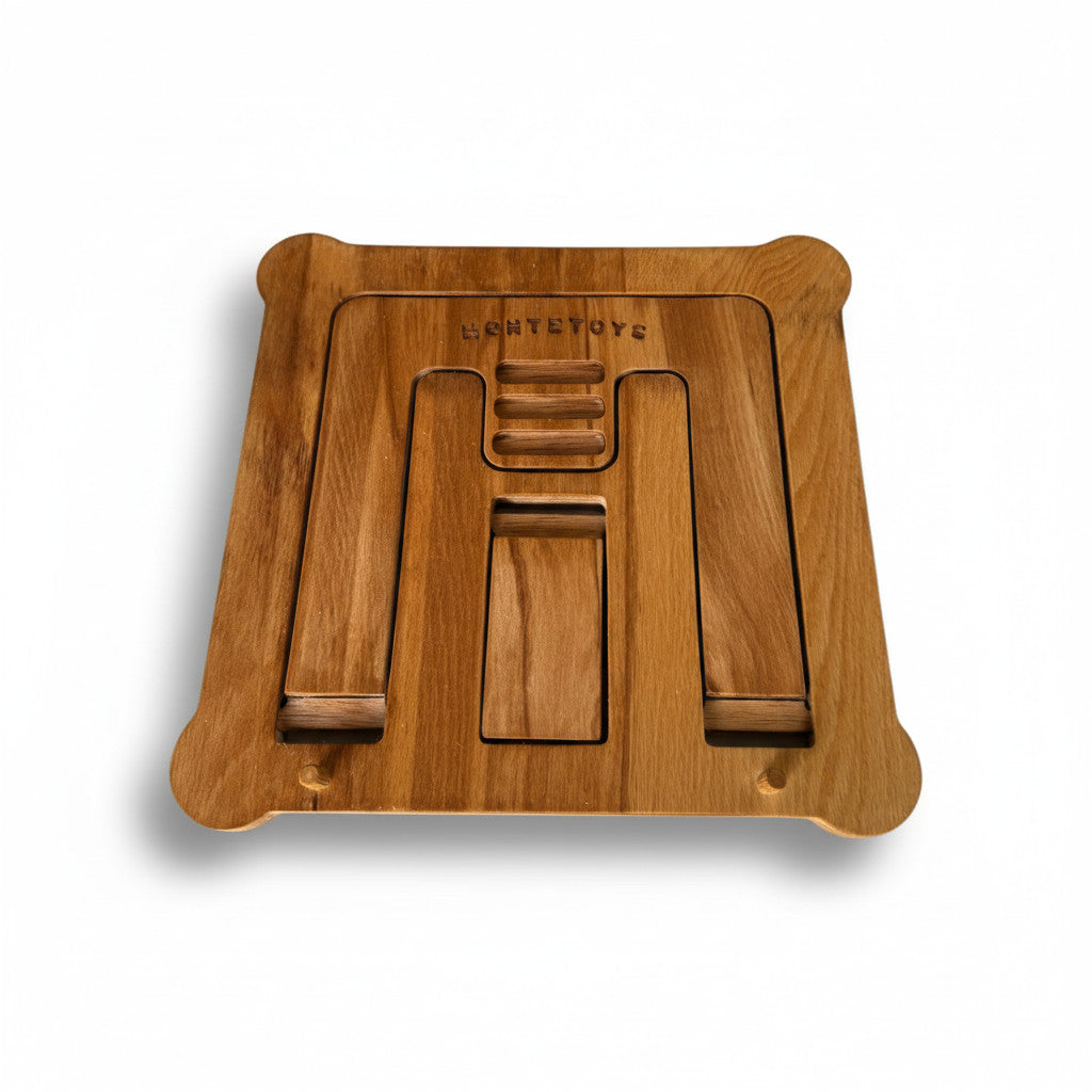Wooden Laptop Stand, Adjustable Desk Riser for Home Office, Minimalist Wood Laptop Holder - close up of the product detail