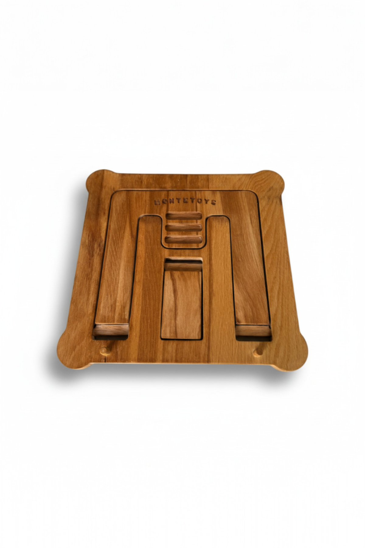 Wooden Laptop Stand, Adjustable Desk Riser for Home Office, Minimalist Wood Laptop Holder - size and shape detail