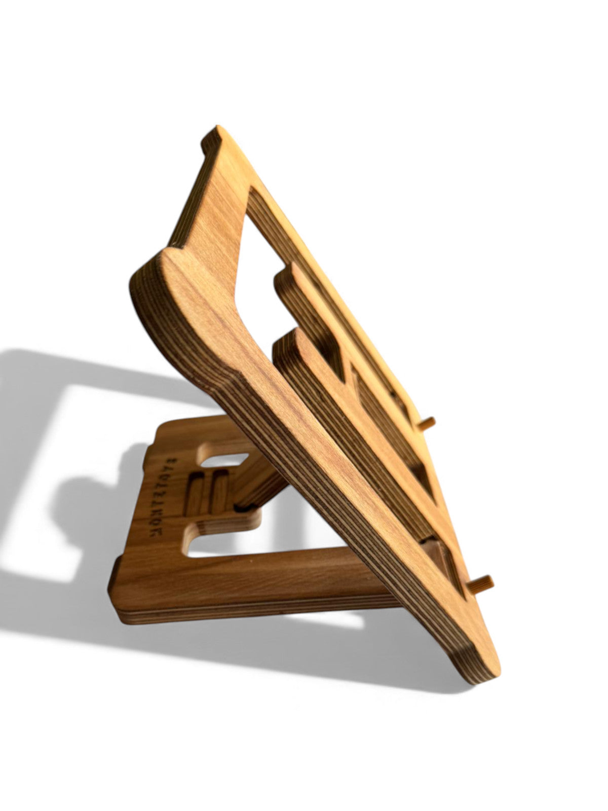 Wooden Laptop Stand, Adjustable Desk Riser for Home Office, Minimalist Wood Laptop Holder - styled use and display idea