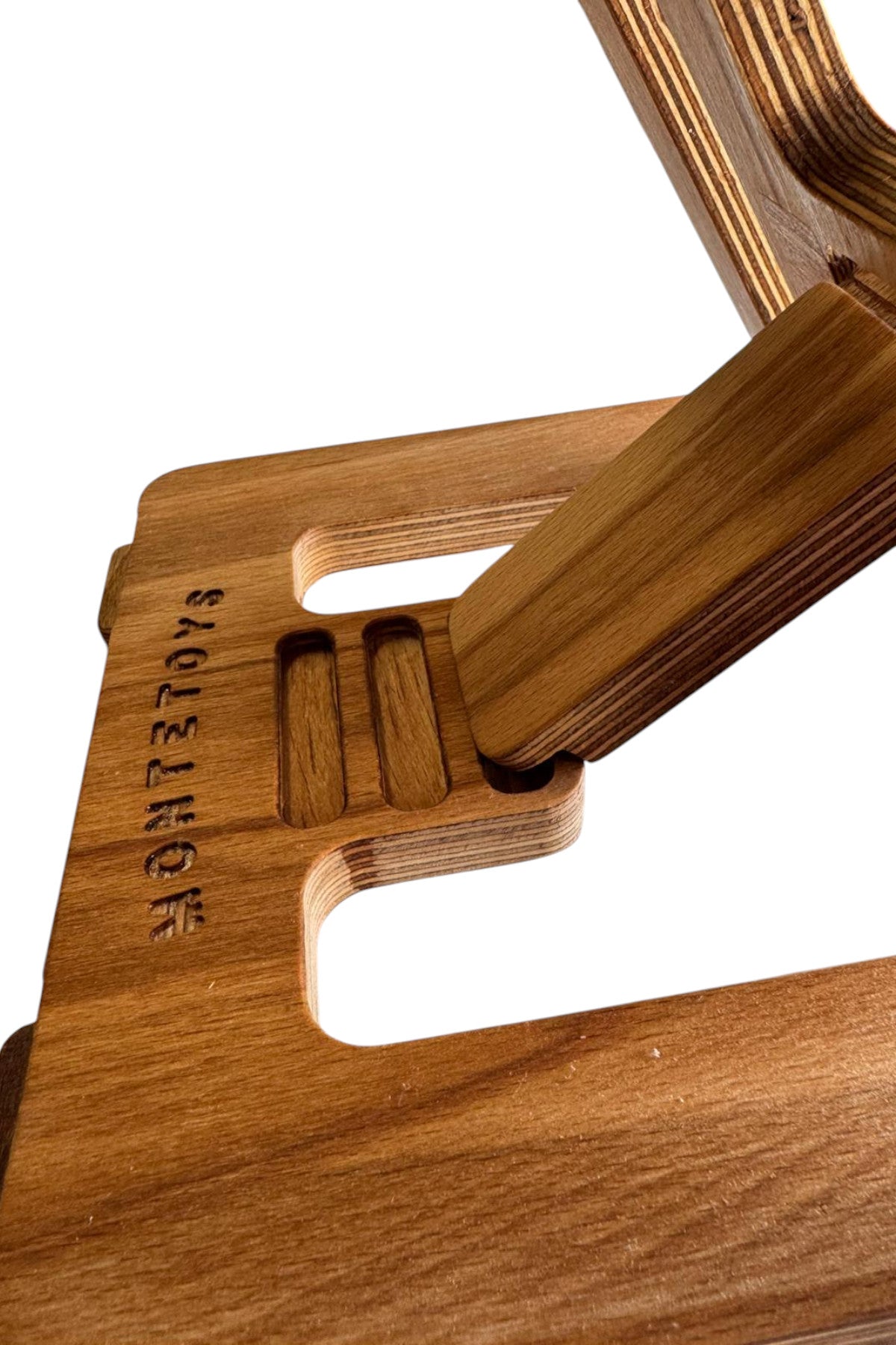 Wooden Laptop Stand, Adjustable Desk Riser for Home Office, Minimalist Wood Laptop Holder - detail view for shoppers