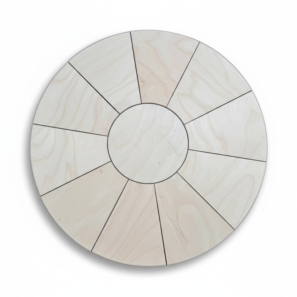 Round Polished Wooden Side Table, 50 cm Circular Accent Table, Natural Wood End Table for Home Decor - side view showing the product profile