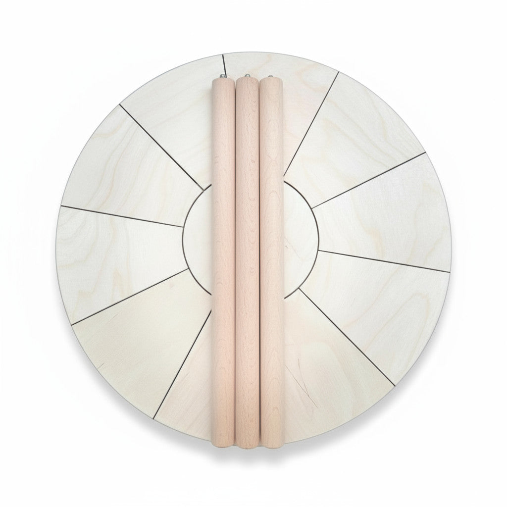 Round Polished Wooden Side Table, 50 cm Circular Accent Table, Natural Wood End Table for Home Decor - size and shape detail
