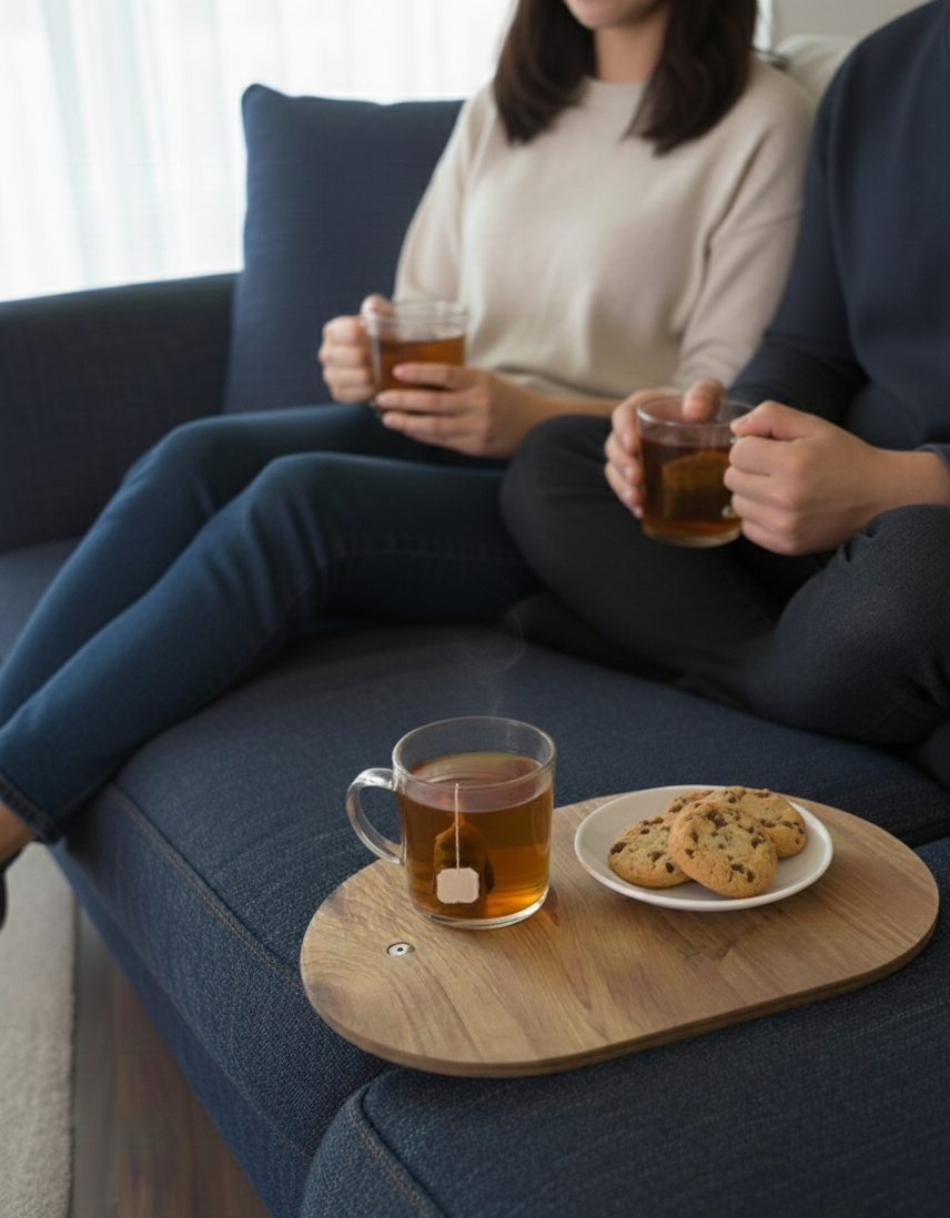 Coffee Car Seat Tray Table Organizer | Wooden MDF Seat Gap Tray for Snacks, Drinks, And Essentials - main product view