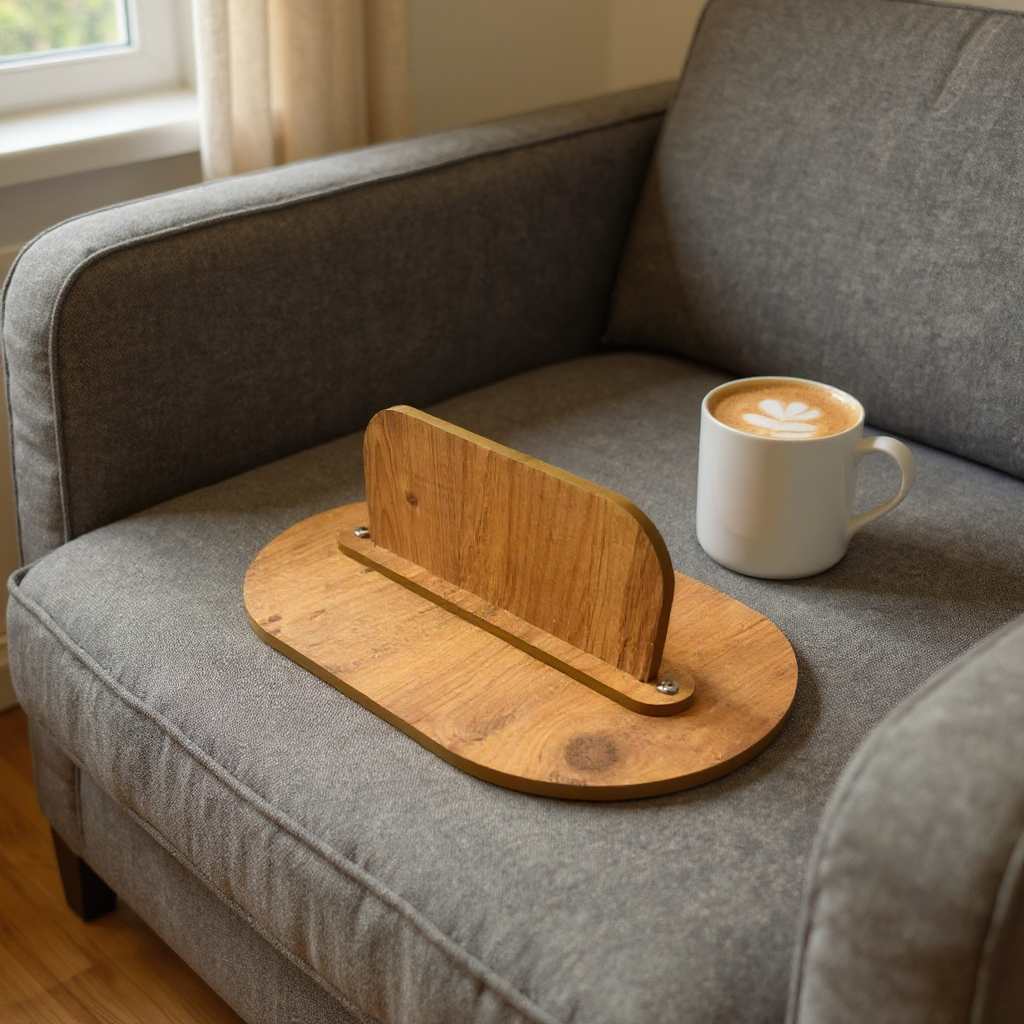 Coffee Car Seat Tray Table Organizer | Wooden MDF Seat Gap Tray for Snacks, Drinks, And Essentials - size and shape detail