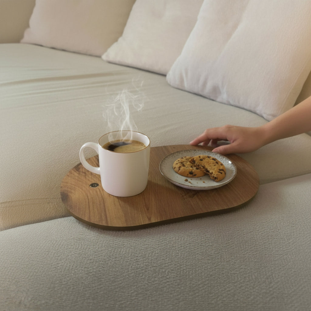 Coffee Car Seat Tray Table Organizer | Wooden MDF Seat Gap Tray for Snacks, Drinks, And Essentials - additional product photo