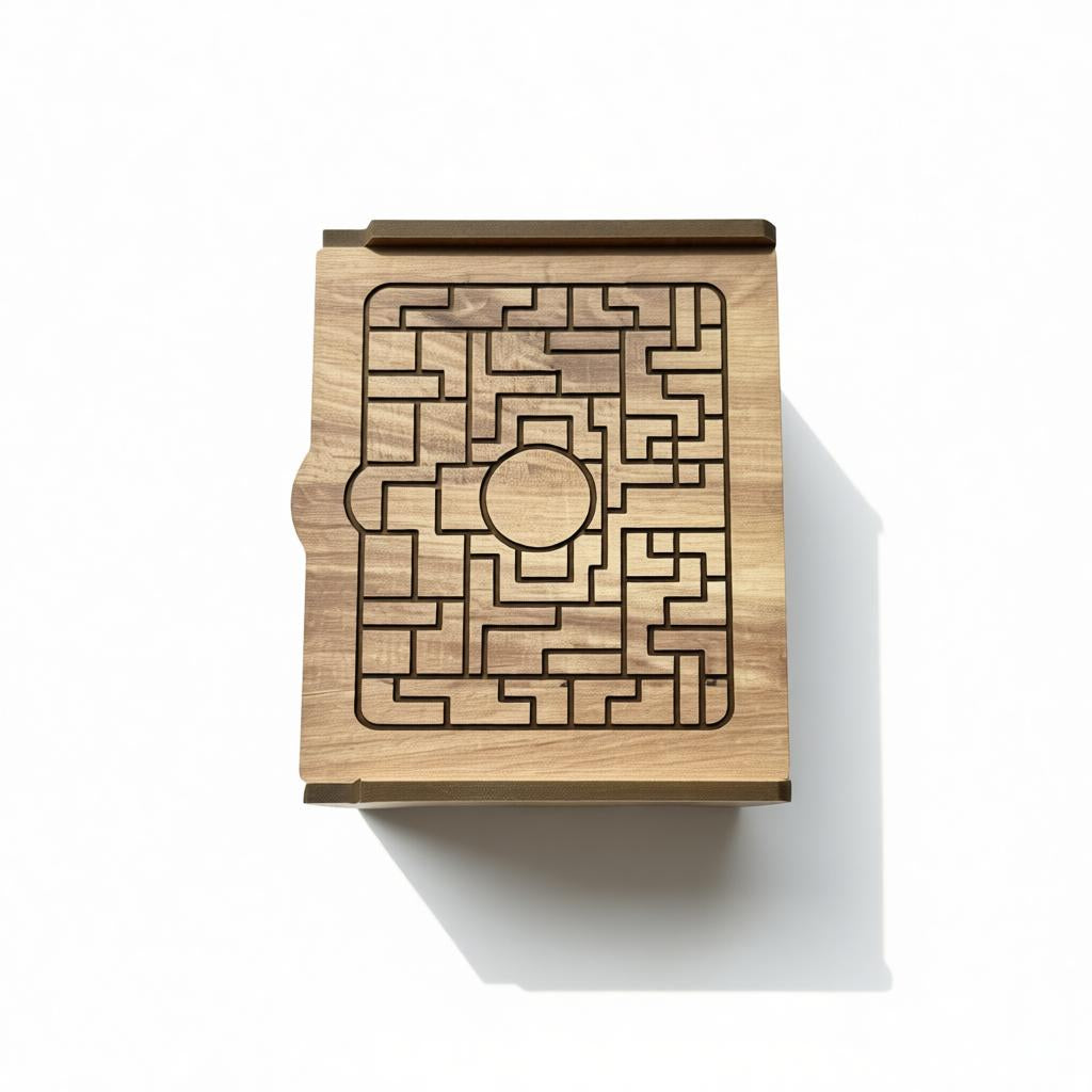 Wooden Maze Puzzle Board in Brown, MDF Activity Toy for Hands-On Play, 29 x 22 cm - detail view for shoppers