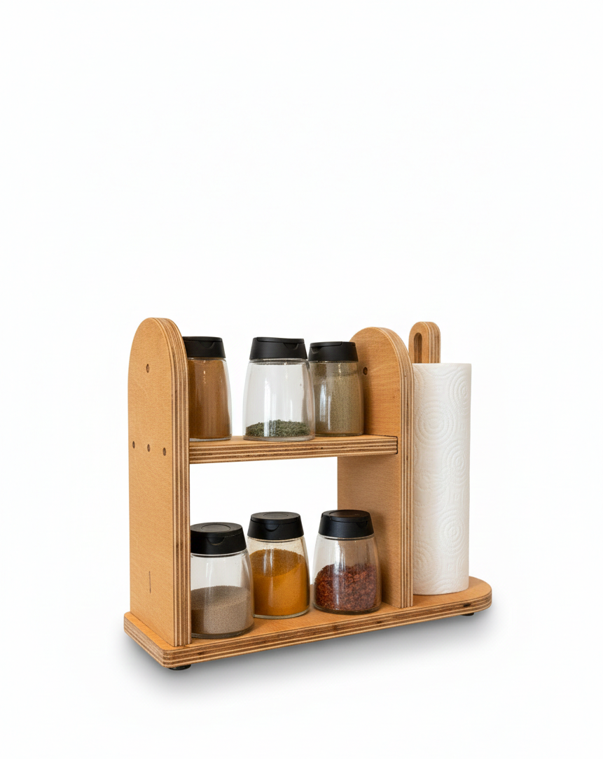 Wooden Phone and Tablet Stand, Minimal Desk Holder for Home Office or Nursery - side view showing the product profile