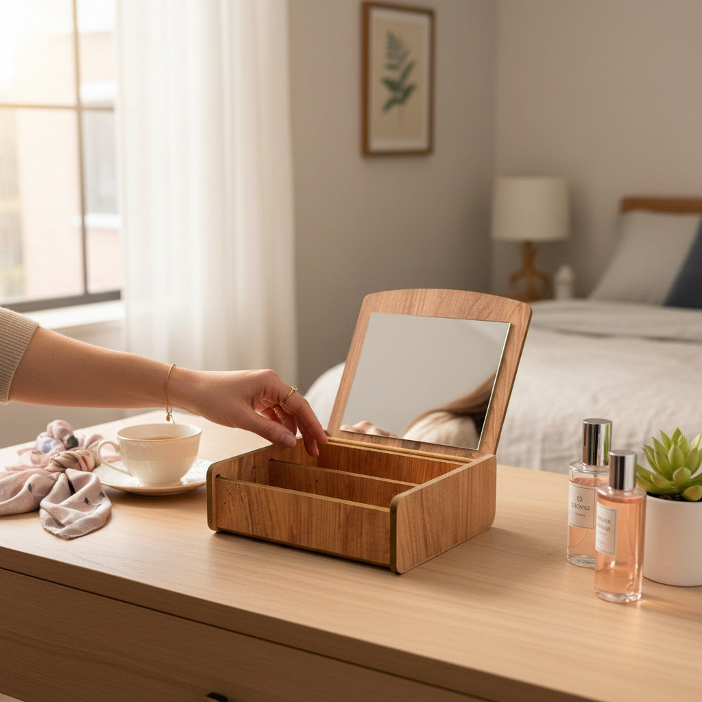 Beech Wood Single Wall Shelf, Small Wooden Wall Mounted Shelf for Nursery, Kids Room or Home Storage - main product view